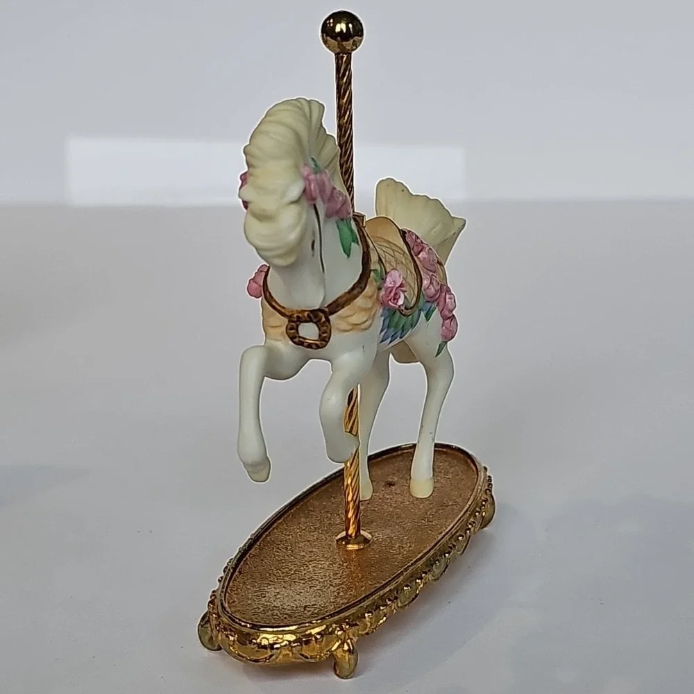 Franklin‎ Mint World Of Carousel Horses The Rose Horse Gold Porcelain COA M1043